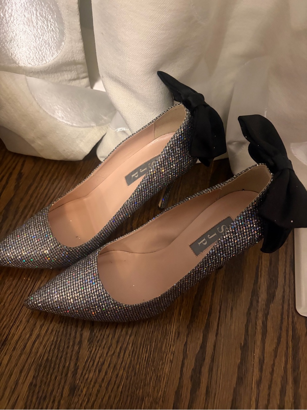 SJP by Sarah Jessica Parker Iridescent Sparkle Pointed-Toe Pumps with Black Bow